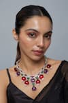 Buy_Vivinia By Vidhi Mehra_Silver Plated Contemporary Multi Stone Necklace _at_Aza_Fashions