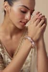 Buy_Vivinia By Vidhi Mehra_Gold Plated And Pink Kundan Polki Designer Bangle _at_Aza_Fashions