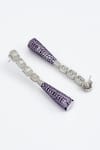 Buy_Vivinia By Vidhi Mehra_Silver Plated Zari And Purple Zircon Danglers _Online_at_Aza_Fashions