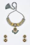 Shop_VIVINIA by Vidhi Mehra_Gold Plated Designer Kundan Polki Jewellery Set _at_Aza_Fashions