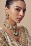 Shop_VIVINIA by Vidhi Mehra_Gold Plated Designer Kundan Polki Jewellery Set _Online_at_Aza_Fashions
