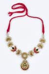 Shop_Vivinia By Vidhi Mehra_Gold Plated Kundan Polki Dori Necklace _at_Aza_Fashions