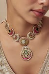 Shop_Vivinia By Vidhi Mehra_Gold Plated Kundan Polki Dori Necklace _Online_at_Aza_Fashions