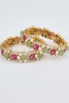 Shop_VIVINIA by Vidhi Mehra_Gold Plated Diamonds Kundan Polki Designer Bangles _Online_at_Aza_Fashions