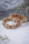 Shop_VIVINIA by Vidhi Mehra_Gold Plated Diamonds Kundan Polki Designer Bangles _at_Aza_Fashions