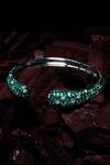 Shop_Vivinia By Vidhi Mehra_Silver Plated Zari Zircon Embellished Green Bangle _at_Aza_Fashions