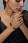 Buy_Vivinia By Vidhi Mehra_Silver Plated Zari Zircon Embellished Green Bangle _at_Aza_Fashions
