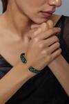 Shop_Vivinia By Vidhi Mehra_Silver Plated Zari Zircon Embellished Green Bangle _Online_at_Aza_Fashions