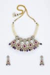 Shop_VIVINIA by Vidhi Mehra_Gold Plated Diamonds, Stones Kundan Polki Designer Jewellery Set _at_Aza_Fashions