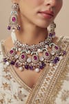 Shop_VIVINIA by Vidhi Mehra_Gold Plated Diamonds, Stones Kundan Polki Designer Jewellery Set _Online_at_Aza_Fashions