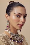 VIVINIA by Vidhi Mehra_Gold Plated Diamonds, Stones Kundan Polki Designer Jewellery Set _at_Aza_Fashions