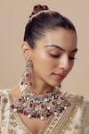 Buy_VIVINIA by Vidhi Mehra_Gold Plated Diamonds, Stones Kundan Polki Designer Jewellery Set _at_Aza_Fashions