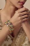 VIVINIA by Vidhi Mehra_Gold Plated Diamonds Multi Stone Embellished Bangles _Online_at_Aza_Fashions