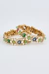 Buy_VIVINIA by Vidhi Mehra_Gold Plated Diamonds Multi Stone Embellished Bangles _Online_at_Aza_Fashions