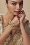 Buy_VIVINIA by Vidhi Mehra_Gold Plated Diamonds Multi Stone Embellished Bangles _at_Aza_Fashions