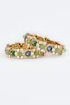 Shop_VIVINIA by Vidhi Mehra_Gold Plated Diamonds Multi Stone Embellished Bangles _at_Aza_Fashions