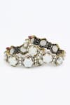 Shop_Vivinia By Vidhi Mehra_Gold Plated Diamonds Kundan Polki Designer Bangles _at_Aza_Fashions