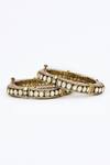 VIVINIA by Vidhi Mehra_Gold Plated Diamonds And Pink Kundan Polki Bangles _Online_at_Aza_Fashions