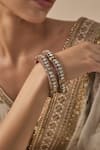 Buy_VIVINIA by Vidhi Mehra_Gold Plated Diamonds And Pink Kundan Polki Bangles _at_Aza_Fashions