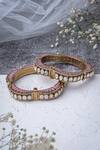 Shop_VIVINIA by Vidhi Mehra_Gold Plated Diamonds And Pink Kundan Polki Bangles _at_Aza_Fashions