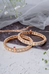 Shop_Vivinia By Vidhi Mehra_Gold Plated Imitation Diamonds Designer Kundan Polki Bangles _at_Aza_Fashions