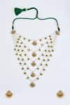 Shop_VIVINIA by Vidhi Mehra_Gold Plated Kundan Polki Necklace And Earring Set _at_Aza_Fashions