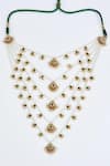 Buy_VIVINIA by Vidhi Mehra_Gold Plated Kundan Polki Necklace And Earring Set _Online_at_Aza_Fashions