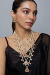 Buy_VIVINIA by Vidhi Mehra_Gold Plated Kundan Polki Necklace And Earring Set _at_Aza_Fashions