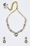 Shop_VIVINIA by Vidhi Mehra_Gold Plated Kundan Polki Necklace And Earring Set _at_Aza_Fashions