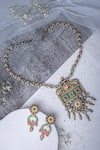 VIVINIA by Vidhi Mehra_Multi Color Kundan Polki Necklace And Earring Set _at_Aza_Fashions