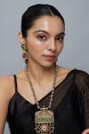 Buy_VIVINIA by Vidhi Mehra_Multi Color Kundan Polki Necklace And Earring Set _at_Aza_Fashions
