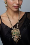 Buy_VIVINIA by Vidhi Mehra_Multi Color Kundan Polki Necklace And Earring Set 