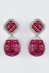 VIVINIA by Vidhi Mehra_Silver Plated Zari Designer Zircon Embellished Danglers _Online_at_Aza_Fashions