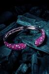Shop_VIVINIA by Vidhi Mehra_Silver Plated Zari Zircon Embellished Kada _at_Aza_Fashions