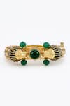 VIVINIA by Vidhi Mehra_Gold Plated And Green Kundan Polki Bangle _Online_at_Aza_Fashions