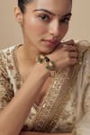 Buy_VIVINIA by Vidhi Mehra_Gold Plated And Green Kundan Polki Bangle _at_Aza_Fashions