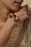 Shop_VIVINIA by Vidhi Mehra_Gold Plated And Green Kundan Polki Bangle _Online_at_Aza_Fashions