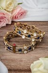 Shop_VIVINIA by Vidhi Mehra_Gold Plated Diamonds And Blue Kundan Polki Bangles _at_Aza_Fashions