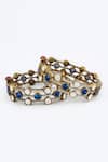 Shop_VIVINIA by Vidhi Mehra_Gold Plated Diamonds And Blue Kundan Polki Bangles _Online_at_Aza_Fashions