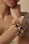 VIVINIA by Vidhi Mehra_Gold Plated And Blue Kundan Polki Bangle _Online_at_Aza_Fashions