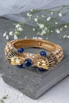 Shop_VIVINIA by Vidhi Mehra_Gold Plated And Blue Kundan Polki Bangle _at_Aza_Fashions