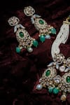 VIVINIA by Vidhi Mehra_Gold Plated Diamonds And Green Kundan Polki Jewellery Set _at_Aza_Fashions