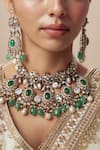 Buy_VIVINIA by Vidhi Mehra_Gold Plated Diamonds And Green Kundan Polki Jewellery Set 