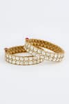 VIVINIA by Vidhi Mehra_Gold Plated Kundan Polki Designer Bangles _Online_at_Aza_Fashions