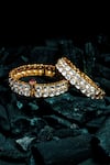 Shop_VIVINIA by Vidhi Mehra_Gold Plated Kundan Polki Designer Bangles _at_Aza_Fashions