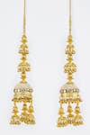 Shop_VIVINIA by Vidhi Mehra_Gold Plated Kundan Polki Designer Kaleeras _Online_at_Aza_Fashions