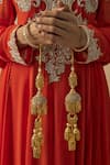 Buy_VIVINIA by Vidhi Mehra_Gold Plated Designer Kaleeras With Kundan And Polki _at_Aza_Fashions