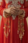 Buy_VIVINIA by Vidhi Mehra_Gold Plated Pearls Adjustable Kaleera Bangles _at_Aza_Fashions