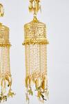 Shop_VIVINIA by Vidhi Mehra_Gold Plated Kundan Polki Designer Kaleeras _Online_at_Aza_Fashions