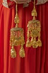 Shop_VIVINIA by Vidhi Mehra_Gold Plated Diamonds, Stones Kundan Polki Kaleeras _Online_at_Aza_Fashions